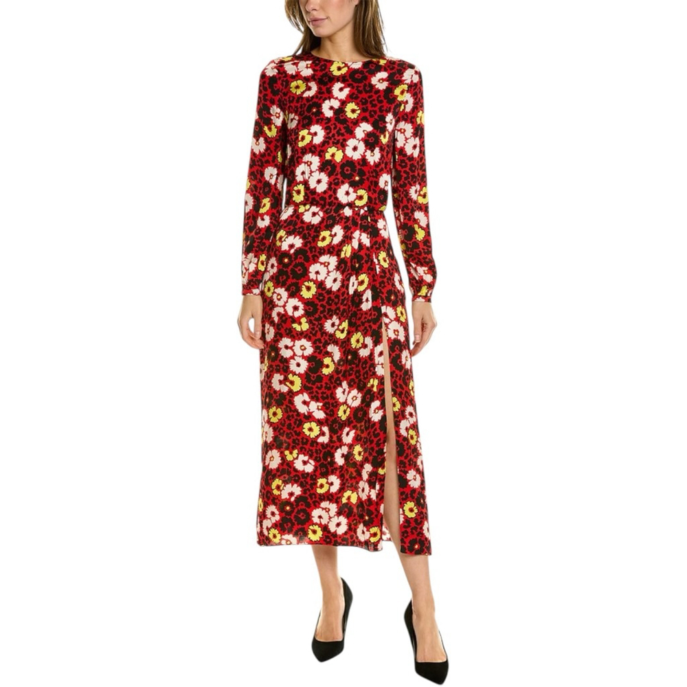 THE KOOPLES Wild Blossom Slit Front Red Floral Maxi Dress Size 1 (US 4)